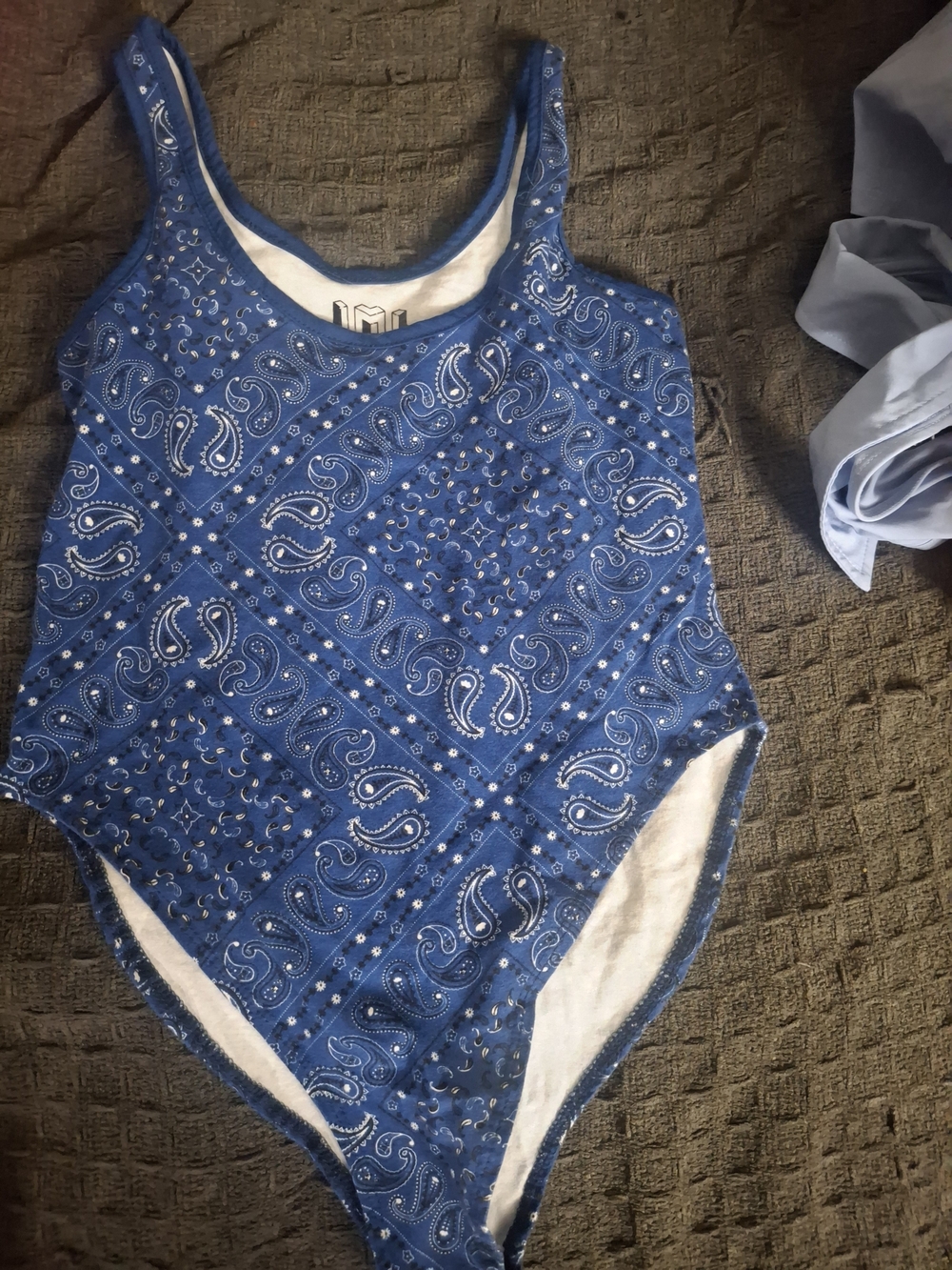 Blue Paisley One-Piece Swimsuit with Scoop Neck
